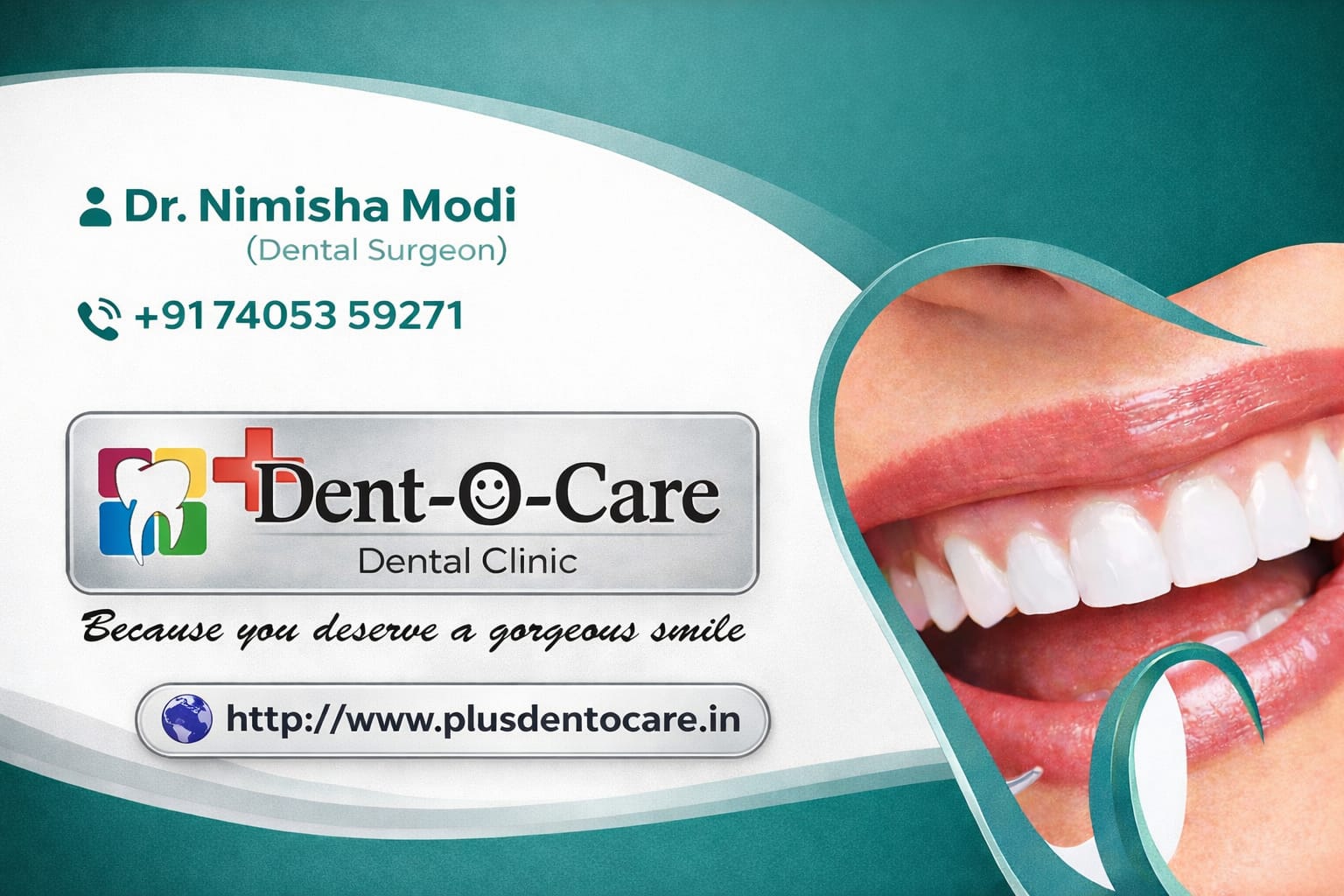 Best Dentist in Surat - Dr. Nimisha Modi Business Card at Dentocare